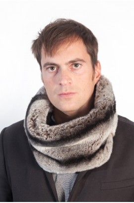 Rex chinchilla fur neck warmer - horizontal 